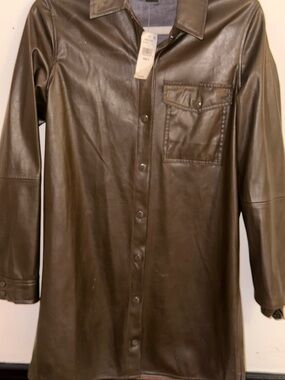 Sanctuary Olive Green Faux Leather Mini Dress